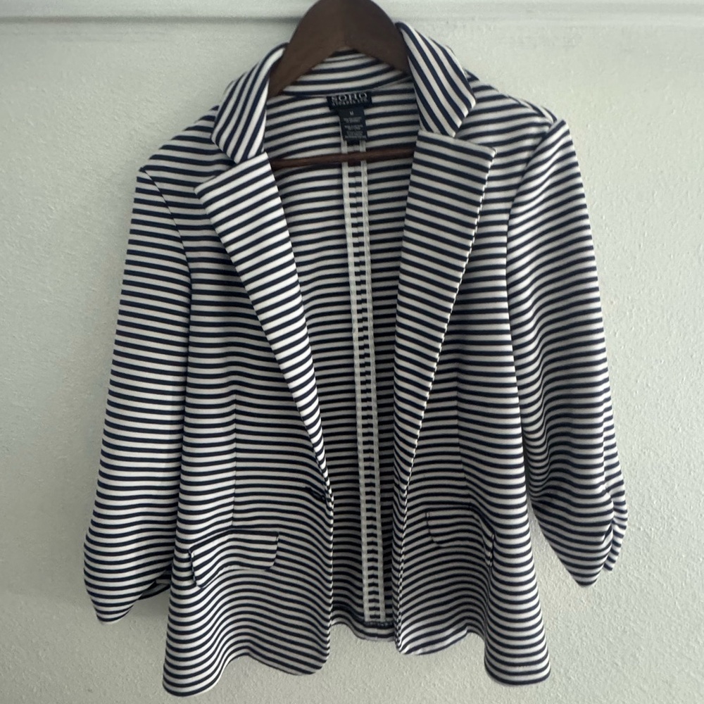 Soho Apparel Navy and White Striped Jacket